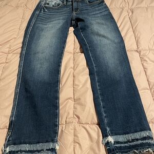 KanCan Dark Wash Frayed Hem Jeans
